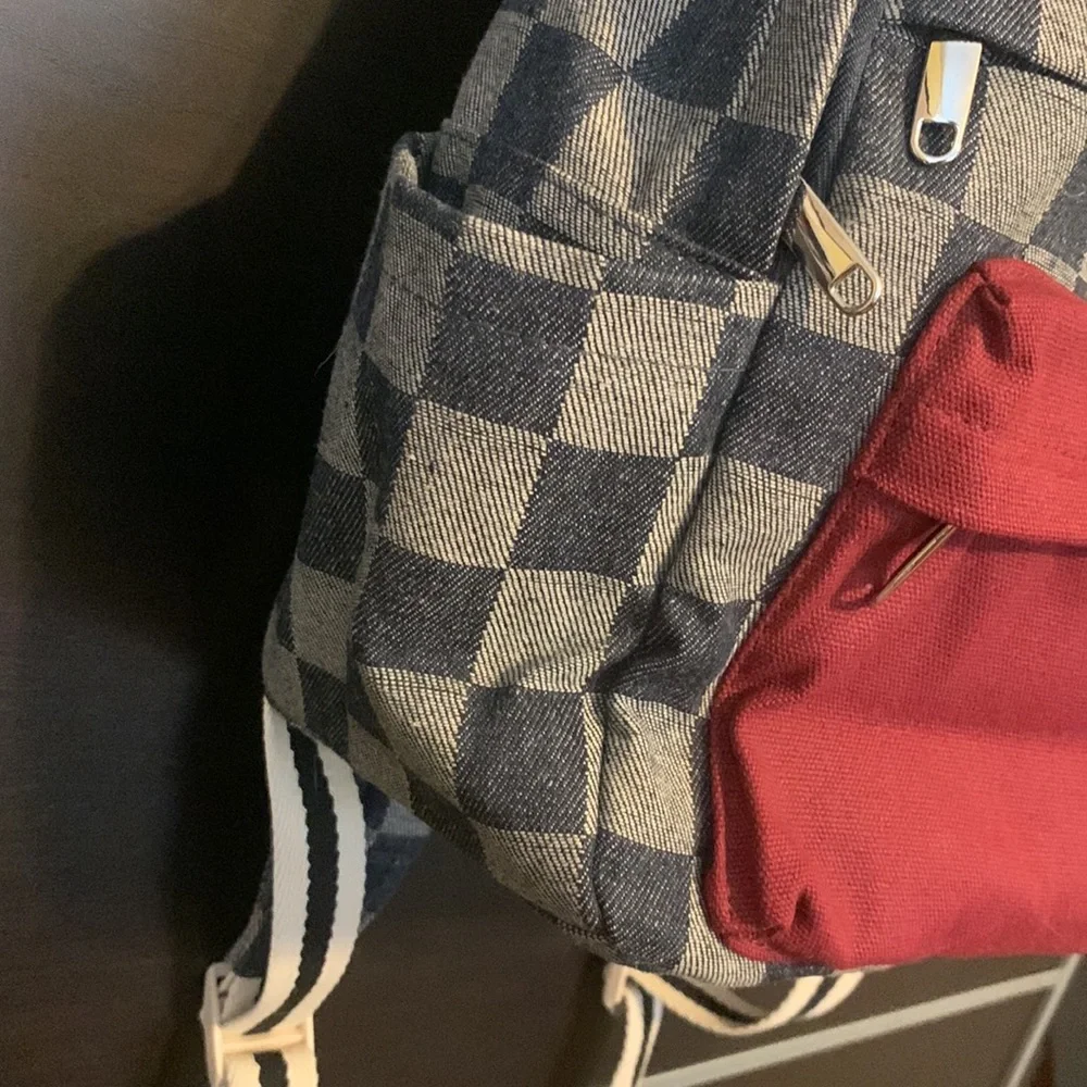Wild Fable Medium Dome Check Print Colorblock Backpack